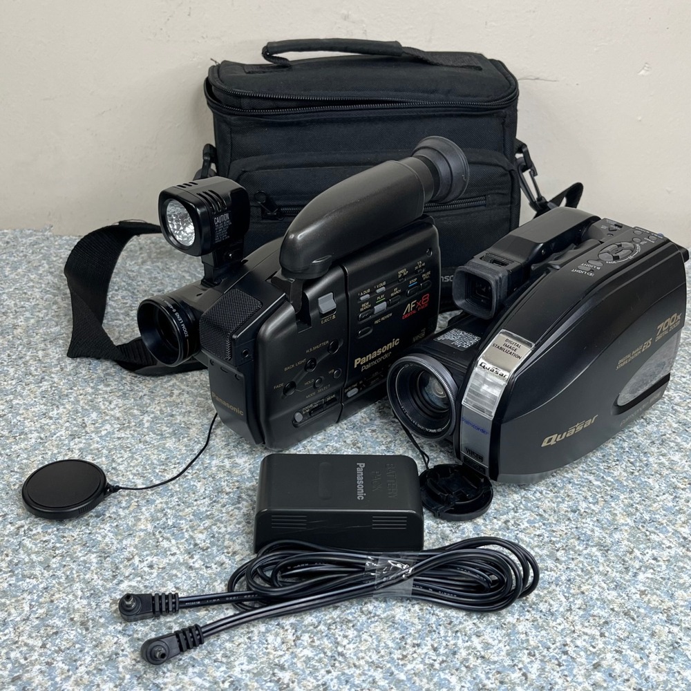 Panasonic PV-21D Quasar VM-D52 Camcorder Lot VHS-C Palmcorder Bundle As-Is Bag